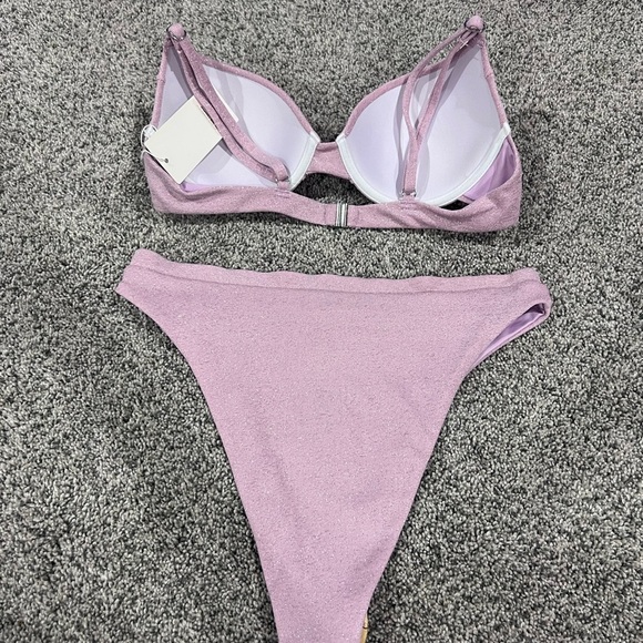 NWT! Sunday Brunch 2 Piece Bikini Shimmer Padded Underwired Pink Swimsuit Medium - Picture 6 of 8